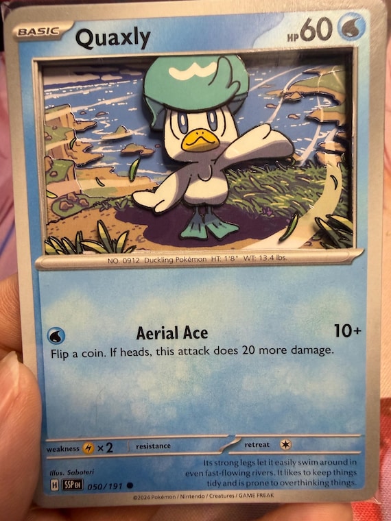 quaxly pokemon card - Scarlet & Violet - SVP - Black Star Promos - If tails Quaxly 3D Pokemon Card -