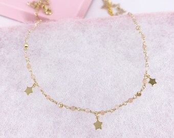 Celestial Moonstone Choker, moonstone necklace, dainty necklace, star choker, star necklace, celestial jewelry