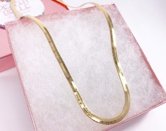 Herringbone Necklace, Minimalist Necklace, snake chain necklace, flat chain, gold choker