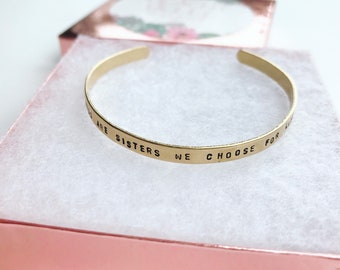 Friends are sisters, personalized gift, personalized jewelry, brass cuff, friend jewelry, friend gift, Stamped Bracelet