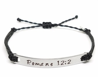 Personalized Bible Verse Bracelet | Hand Stamped String Bracelet | Encouragement Scriptures | Christian Jewelry | Inspirational Jewelry