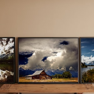 Fotografie Fine Art Holzblock Photoblock Photoblock SET des Grand Teton National Park, Wyoming, Berge, Landschaftsfotografie