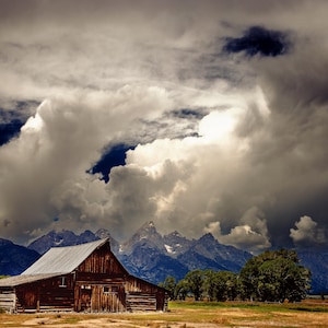 Fotografie, Fine Art Print von Mormon Row, Grand Teton Nationalpark, Wyoming, Landschaftsfotografie, Fotografie, Fotodruck, Scheune