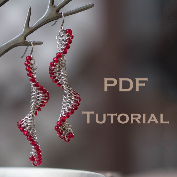 Twister Earrings Tutorial PDF, chainmaille tutorial Jewelry, Tutorial Earrings, Diy Tutorial, Chain maille, slide, corkscrew, spin