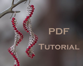 Twister Earrings Tutorial PDF, chainmaille tutorial Jewelry, Tutorial Earrings, Diy Tutorial, Chain maille, slide, corkscrew, spin