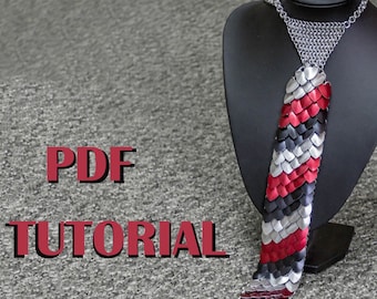 Tutorial de cota de malla en PDF - Tutorial de corbata - Corbata de escamas de dragón - Corbata estrecha - Corbata de escamas - Corbata de cota de malla - Escamas de dragón - Corbata de escamas