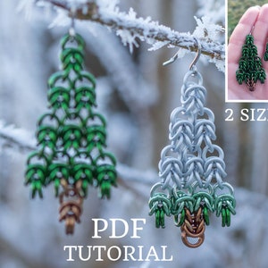 Fir-tree Tutorial PDF 2 sizes, chainmaille tutorial Jewelry, Tutorial Earrings, Diy Tutorial, Chain maille, Trees