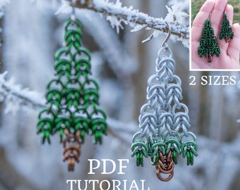 Chainmaille Fir Tree Earrings: DIY Jewelry Tutorial (PDF) - 2 sizes