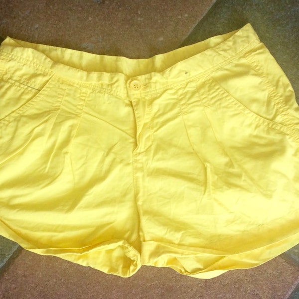 Yellow cotton wham style 1980's shorts
