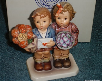 Goebel Hummel "The Love Lives On" Jubilee Figurine #416 TMK6 With Original Box - Two Children With Flowers 50th Anniversary Collectible Gift