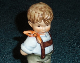 I Didn't Do It Goebel Hummel Figurine #626 TMK7 With Original Box - Boy With Bow Behind His Back Looking Guilty Collectible Christmas Gift!