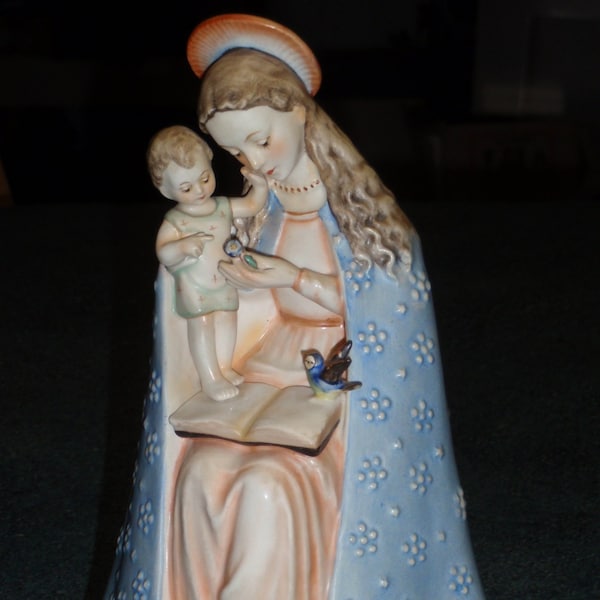 Flower Madonna Goebel Hummel Figurine #10/1 Mary With Baby Jesus & Bird - Collectible Religious Christmas Gift!