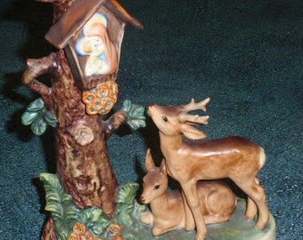 Forest Shrine Goebel Hummel Figurine #183 Doe And Buck In Woods EXCELLENT Collectible Gift For Hunter Or Religious Statue!