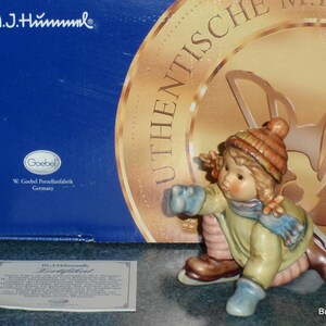 The "Skating Lesson" Goebel Hummel Figurine #2058/A TMK8 With Original Box - ADORABLE CHRISTMAS GIFT - Little Girl Ice Skating In Winter!