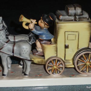 The Mail Is Here Goebel Hummel Figurine #226 TMK5 Horses Pulling A Carriage With Mailman Blowing Horn - CUTE Collectible Christmas Gift!