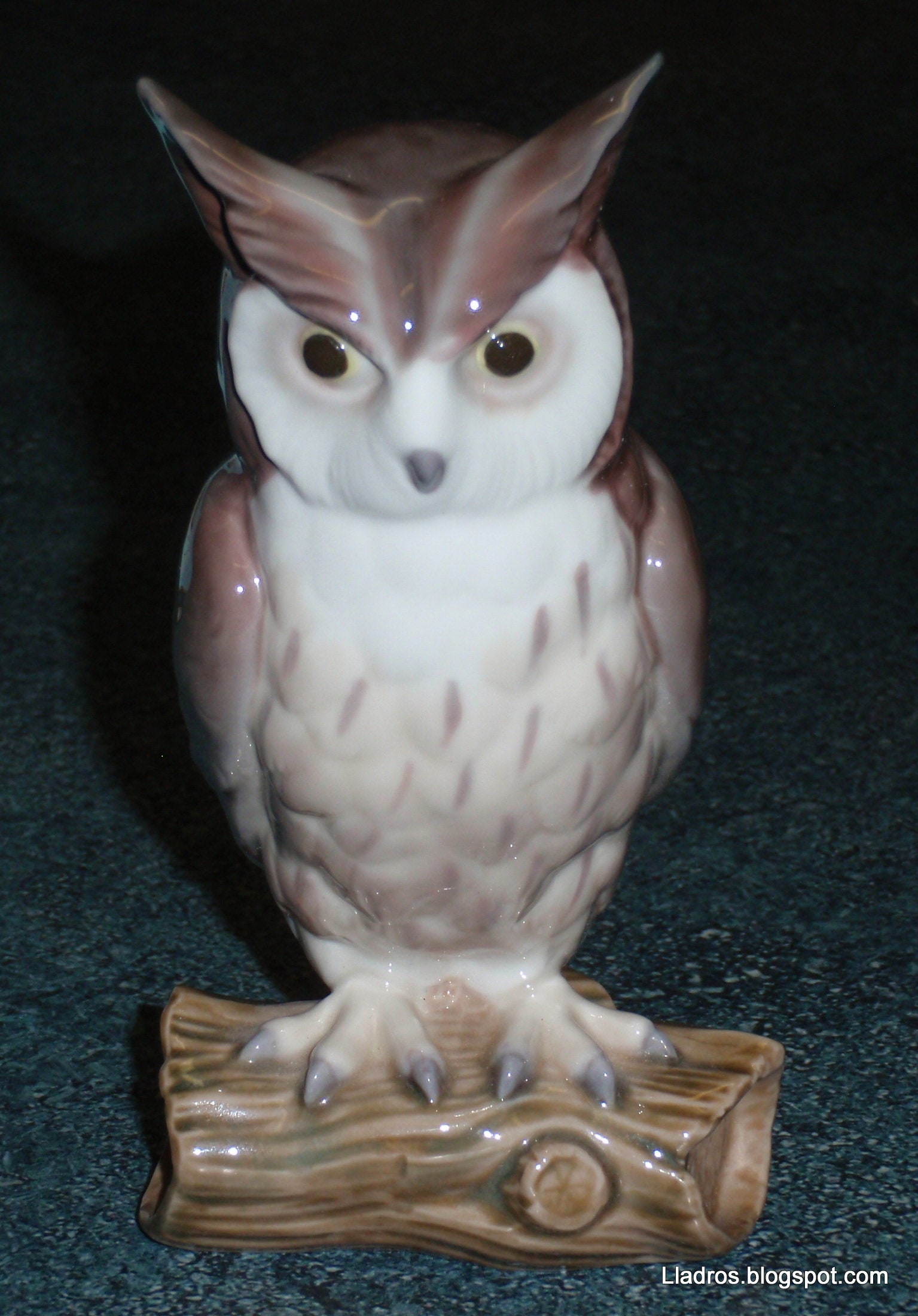Lladro Horned Owl 5420 Sitting on Log / Branch Retired Rare Etsy