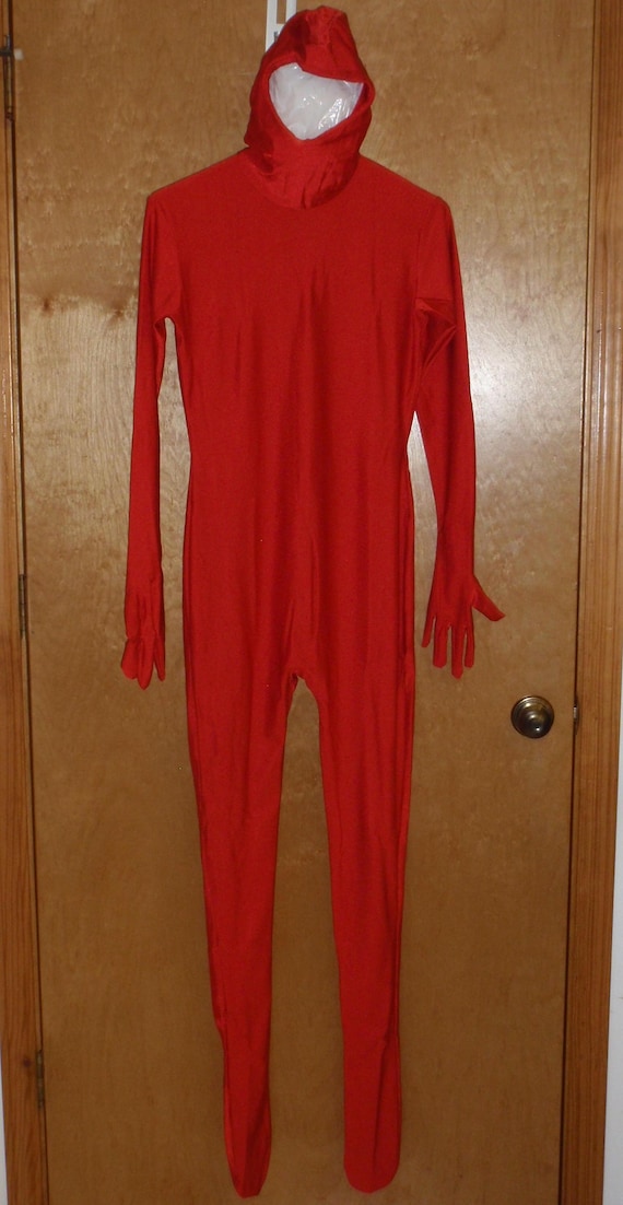 2nd Skin Devil Red FULL BODYSUIT ZENTAI Gimp Costume Great for Halloween -  Skintight Sexy Base Layer Halloween Decoration Prop Various Sizes