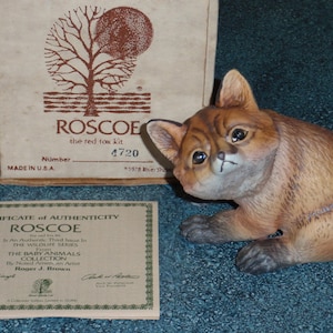 ROGER BROWN 1979 ROSCOE Baby Red Fox Kit Porcelain Animal Figurine - Brand New In Box - Great Christmas or Birthday Gift!