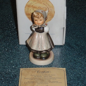 The "All Smiles" Hummel Figurine #498 TMK7 With Original Box Cute Collectible Christmas Gift!