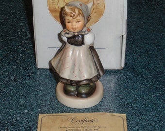 The "All Smiles" Hummel Figurine #498 TMK7 With Original Box Cute Collectible Christmas Gift!