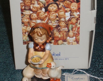 The "Be Patient" Goebel Hummel Figurine TMK6 Girl Feeding Ducks With Original Box - Great Collectible Christmas Gift Idea!