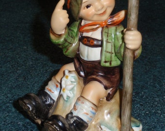 Mountaineer Goebel Hummel Figurine #315 From Germany CUTE - Little Boy On Top Of A Mountain With Feather In His Cap Mother's Day Gift!