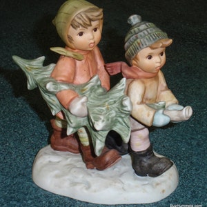 The &quot;Tree Trimming Time&quot; Berta Hummel Figurine BH 12 - Brother And Sister With Christmas Tree In Woods - Cute CHRISTMAS GIFT!