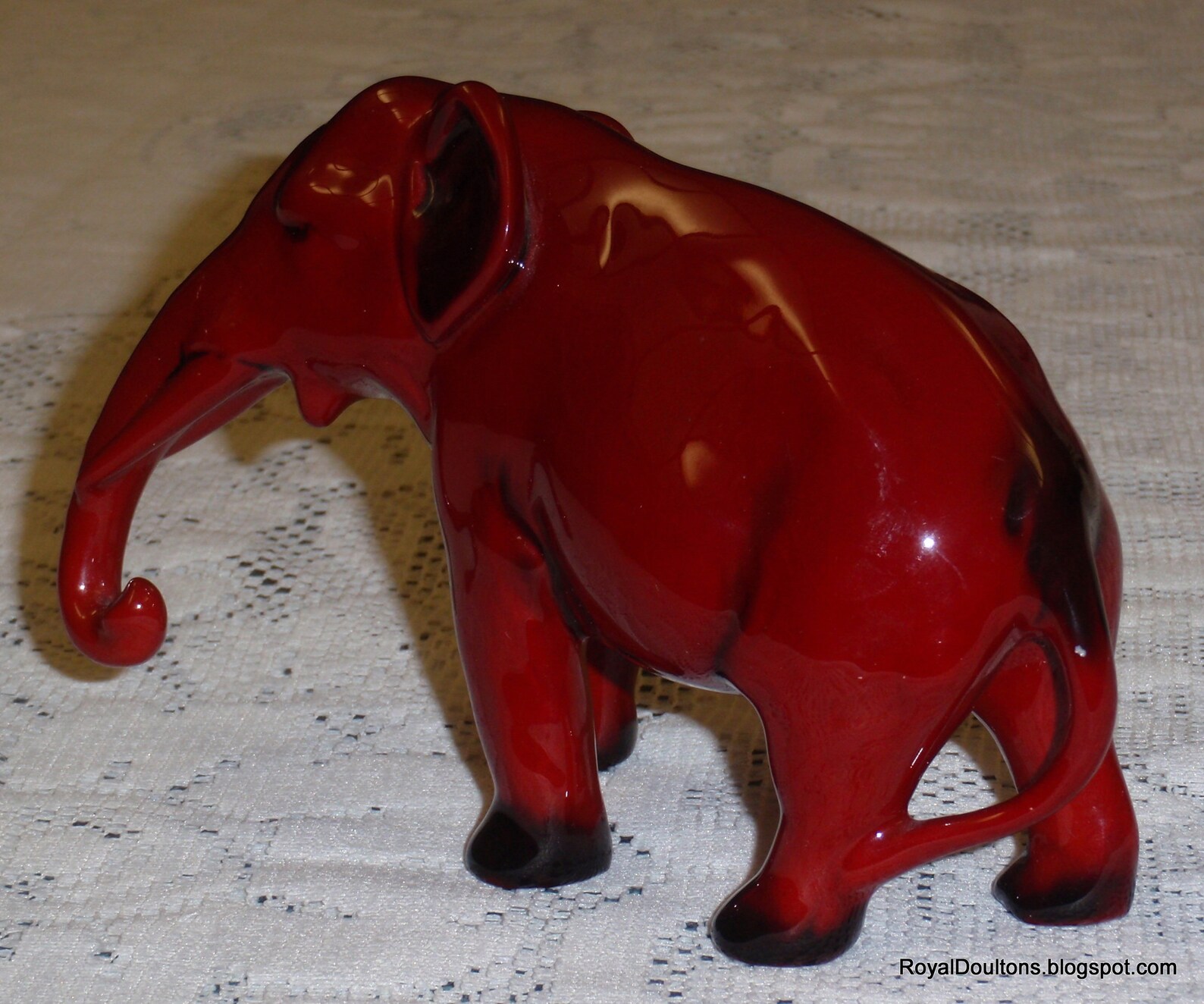 Antique Royal Doulton Flambe Elephant With Trunk Down 4H Etsy