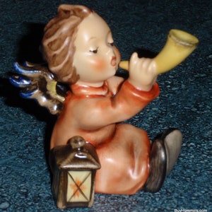 Tuneful Angel Goebel Hummel Angel Figurine With Horn And Lantern #359 TMK7 With Original Box - Cute Collectible Christmas Gift!