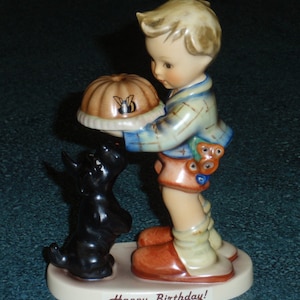 LIMITED EDITION &quot;Begging His Share&quot; Goebel Hummel Figurine #9 TMK8 Happy Birthday - Boy With Cake And Puppy Dog - Christmas Gift!