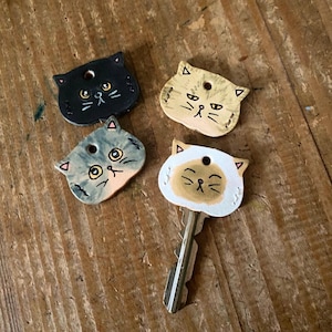 Cat Key Cover –【Chubby Exotic Shorthair】– Vegetable Tanned Leather – Cute Leather Keycap