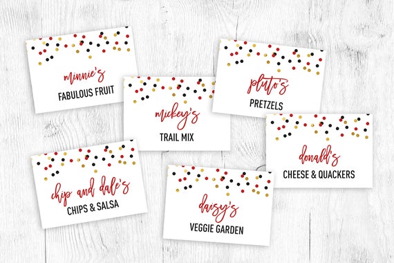 Printable Mickey Mouse Food Label Table Tents | Etsy