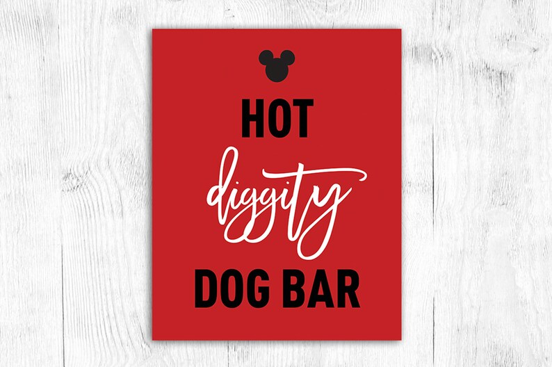 Printable Mickey Mouse Hot Diggity Dog Bar Sign | Etsy