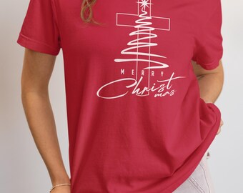 Comfort Colors メリークリスマス クリスチャンTシャツ | 聖書の一節Tシャツ | 信仰のクリスマスシャツ