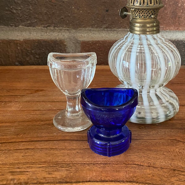 1940-60's Eye Wash Cup, WYETH Plastic Cobalt Blue Screw Top Eye Wash Cup, Glass Eye Wash Cup, Antique, Eye Bath