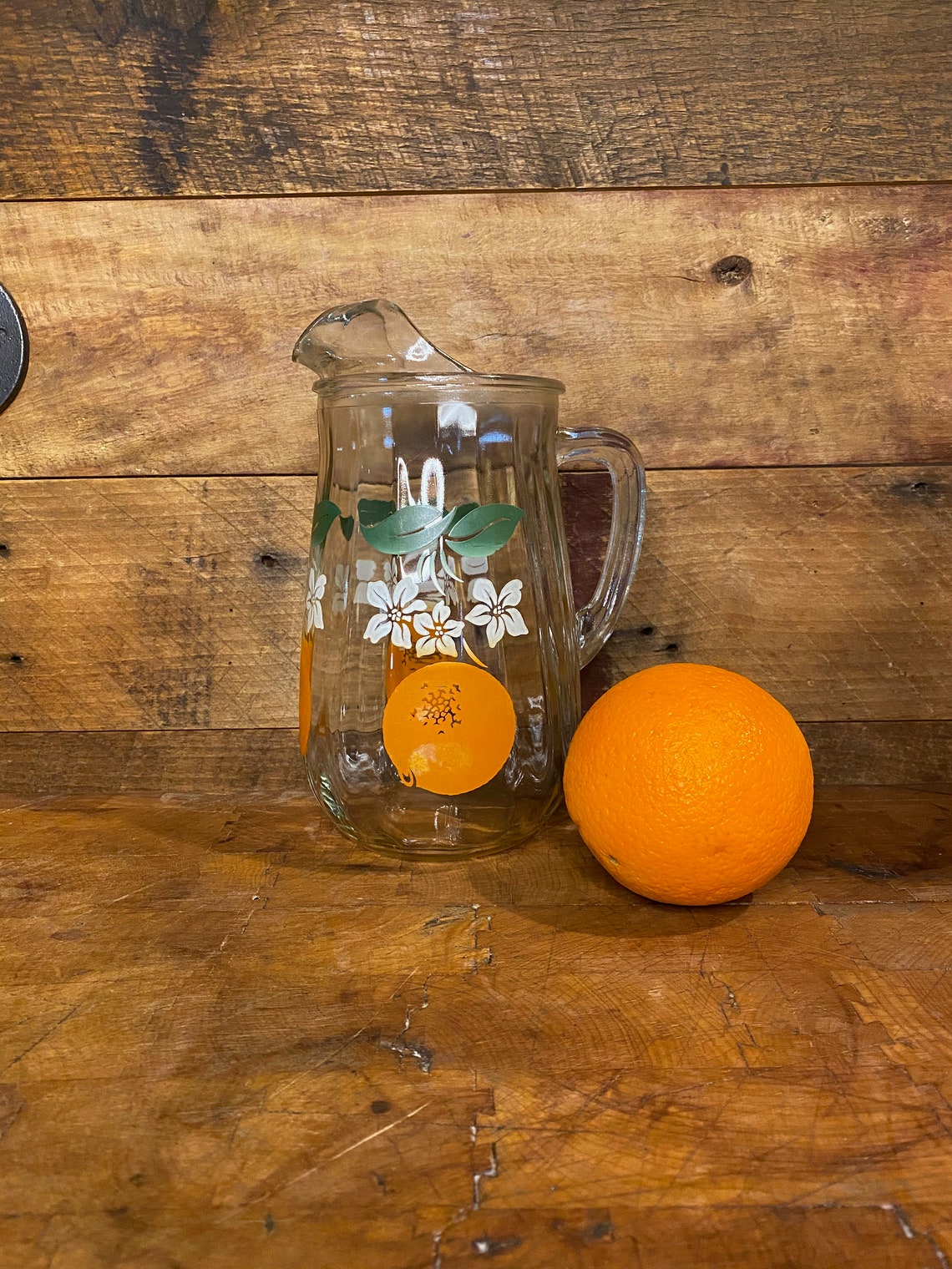 Vintage Orange Juice Pitcher with Handle Small Clear Glass Etsy