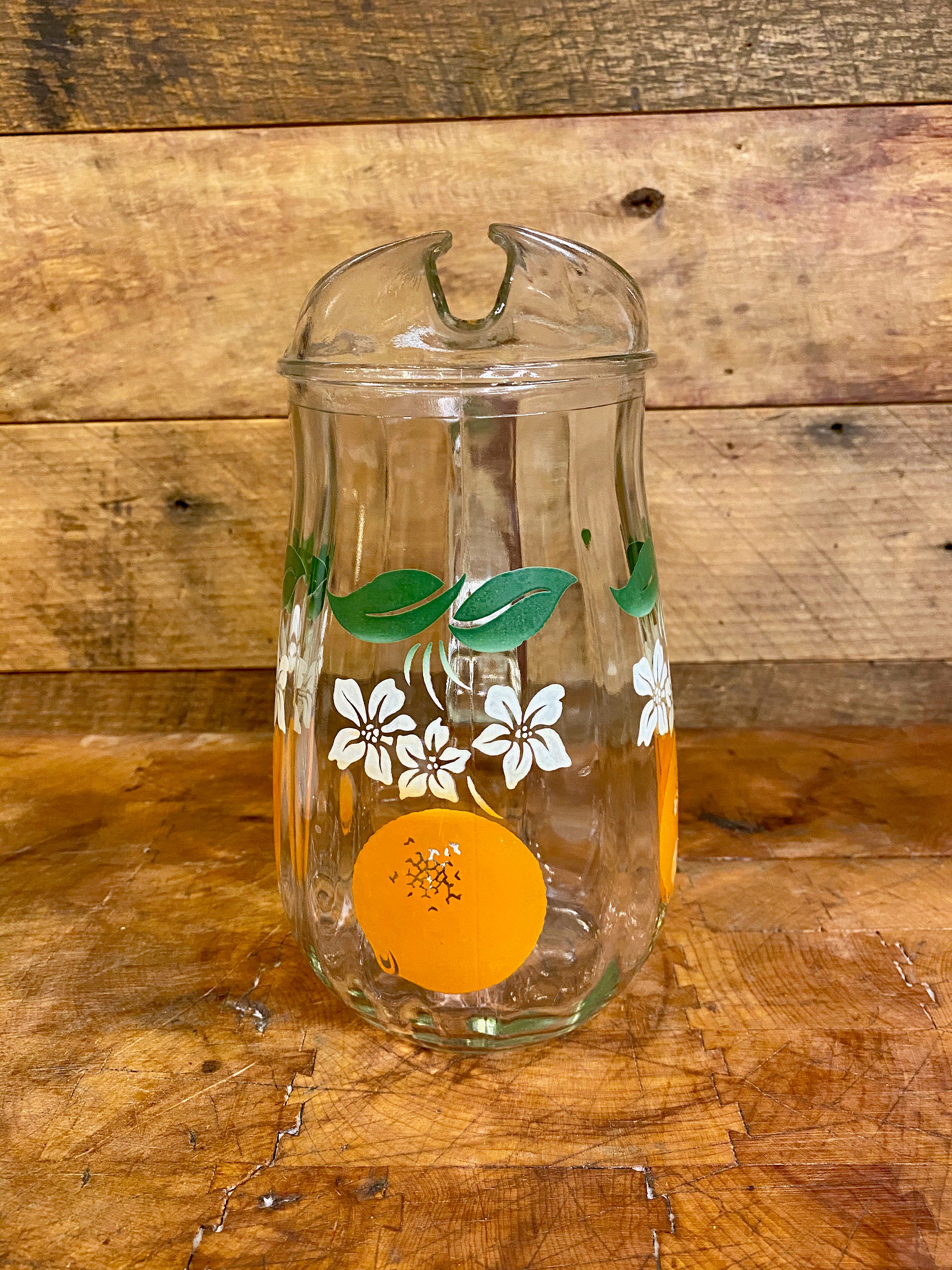Vintage Orange Juice Pitcher with Handle Small Clear Glass Etsy