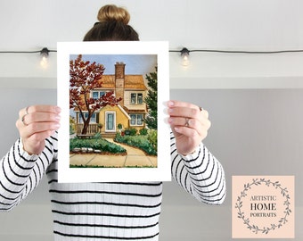 Watercolor House Portrait,  Personalized painting, House portrait, Home drawing from photos, Anniversary gift/ New home gift.