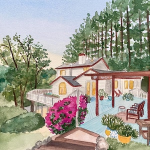 Realtor Gift Custom House Portrait, Watercolor Painting of Client’s Home, Closing Gift for Buyers, Home Illustration