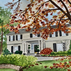 Custom Home Watercolor from photo, Painting of home, House portrait, First Home Gift, Personalized Custom House Drawings, Hand painted gift. image 3