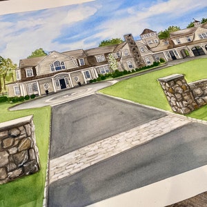 Custom Home Watercolor from photo, Painting of home, House portrait, First Home Gift, Personalized Custom House Drawings, Hand painted gift. image 2