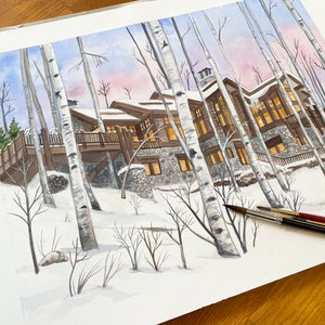 Custom House Portrait, Watercolor Home Painting, Personalized Housewarming Gift, Realtor Closing Gift, Hand Painted Home Art from Photo