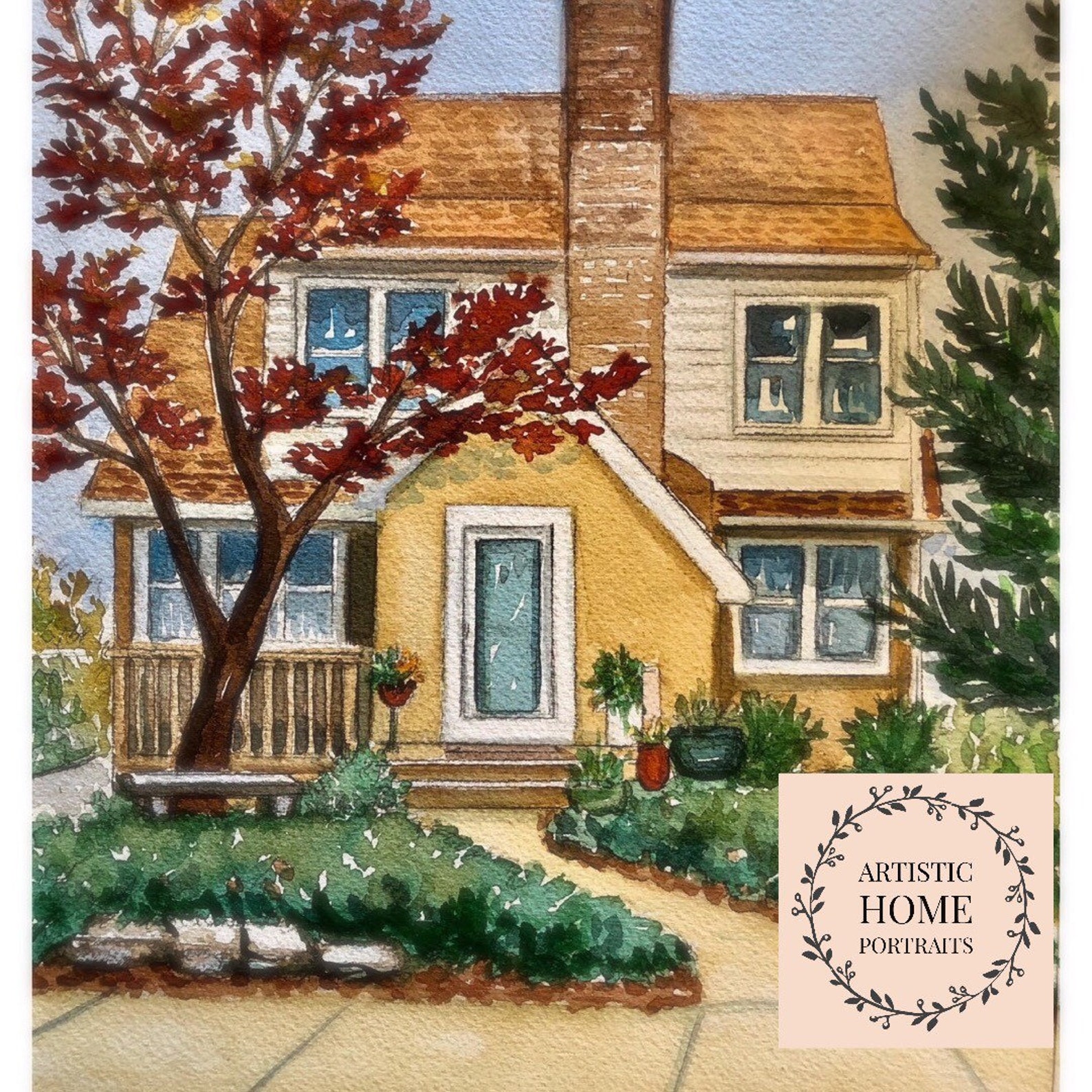 Watercolor Painting Home Portrait New Home Gift Custom Etsy