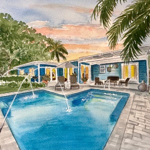 Custom Watercolor House Portrait: Personalized Home Painting