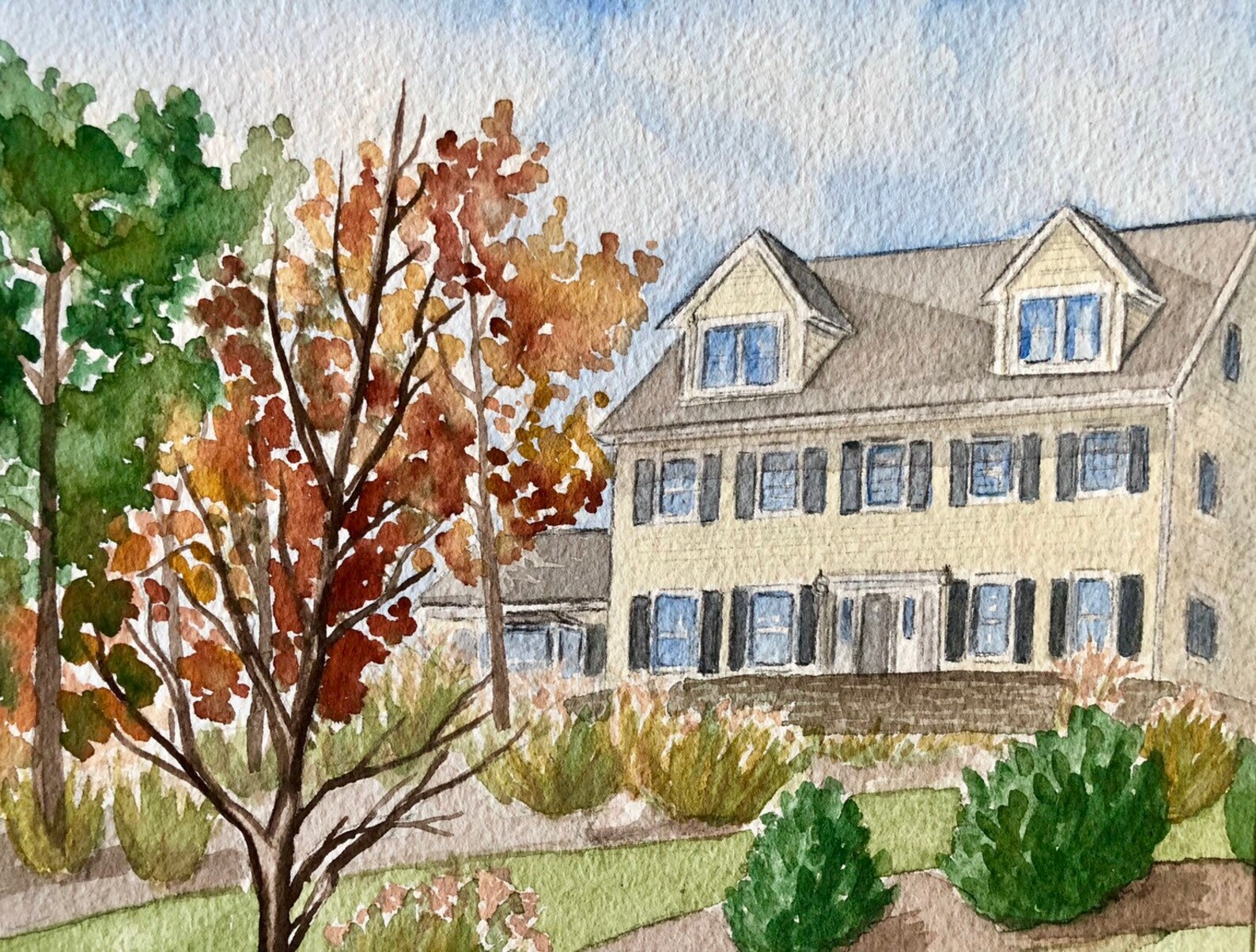 Personalized Home Portrait Custom Watercolor Painting House Etsy