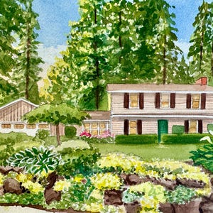 Custom Watercolor House Portrait: Hand-Painted Home Rendering