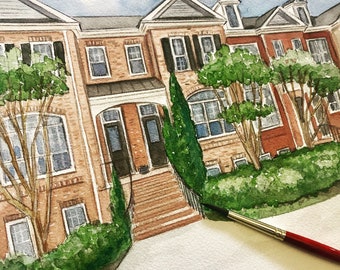 Personalized Watercolor painting of Home, House portrait, Custom Portrait, Home portrait, House drawing, Housewarming/ Anniversary gift.