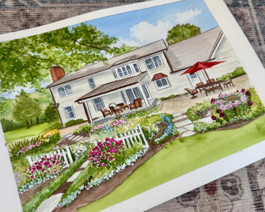 Custom Home Watercolor Painting: Personalized House Portrait, First ...