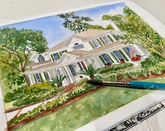 House Warming Gift | Custom Watercolor House Portrait | Personalized Home Illustration from Photo