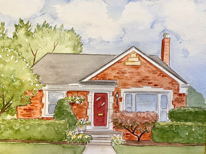 Custom Home Watercolor from photo, Painting of home, House portrait, First Home Gift, Personalized Custom House Drawings, Hand painted gift. image 4